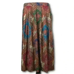 Worthington petite skirt 12 P  paisley Long pleated cottage core vintage 80s